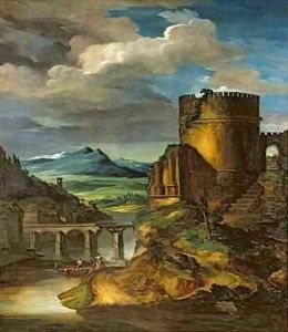 Italian Landscape or Landscape with a Tomb by Theodore Gericault