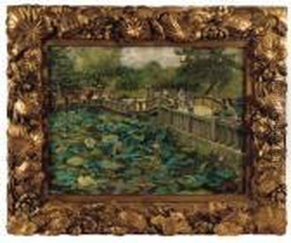 Lotus Pond, Shiba, Tokyo by Theodore Wores