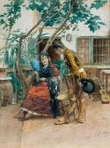 Scene De Seduction A La Cour by Jules Worms