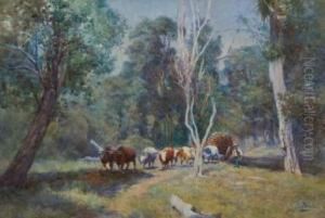 Bullocks Carting Wood, Central North Island by Charles Nathaniel Worsley
