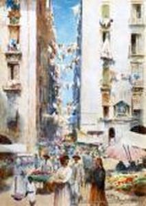 Neapolitan Street Scene by Charles Nathaniel Worsley