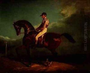 Jockey mounted on a racehorse