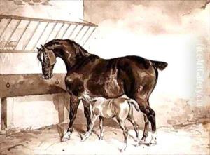 Mare and foal by Theodore Gericault