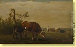 Vaches Dans Un Pre by Edouard Woutermaertens