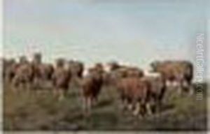 Le Troupeau De Moutons, Circa 1880 by Edouard Woutermaertens