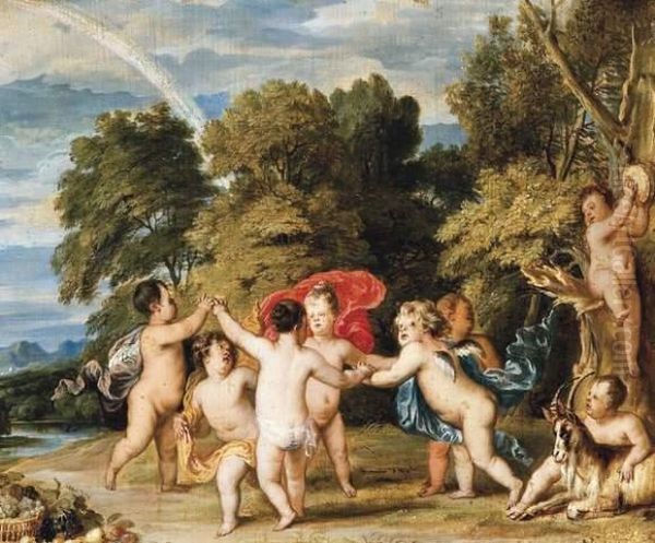 Dansende Putti In Een Zuiders Landschap - view 1