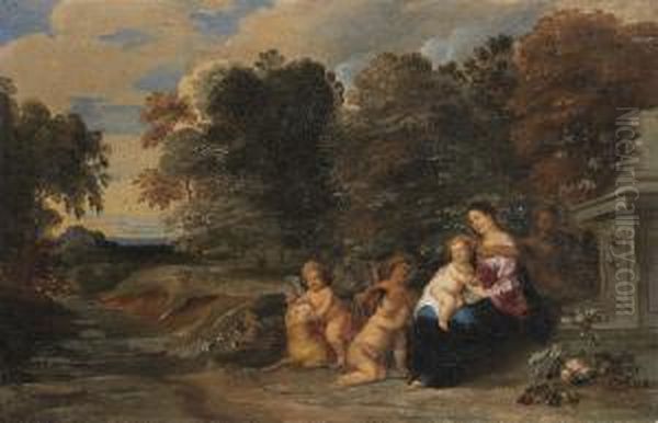 The Holy Family With The Infant Saint John The Baptist Andangels - view 1