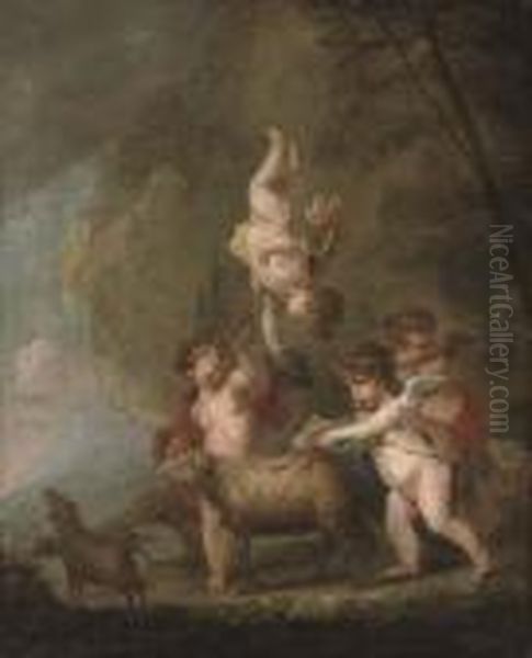 A Wooded Landscape With Putti Disporting With Sheep - view 1