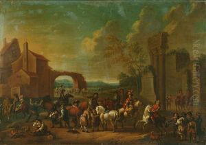 Landscape With Figures And Horses Before Ruins Landscape With Figures And Horses Before Ruins