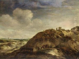 A Dune Landscape With A
Traveller And Two Donkeys On A Path, A Shepherd And His Herd, Together
With Other Figures, A City In The Distance A Dune Landscape With A
Traveller And Two Donkeys On A Path, A Shepherd And His Herd, Together
With Other Figures, A City In The Distance