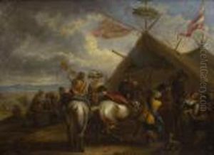 Rastende Reiter Und Soldaten Bei Einem Zelt. by Pieter Wouwermans or Wouwerman