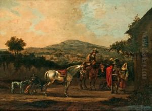 Hans Efterfoljd Rastande Jaktsallskap by Pieter Wouwermans or Wouwerman