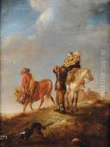 Voyageurs A Cheval by Pieter Wouwermans or Wouwerman