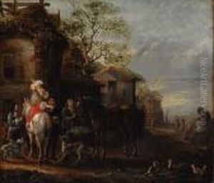 Travellers Withhorses by Pieter Wouwermans or Wouwerman