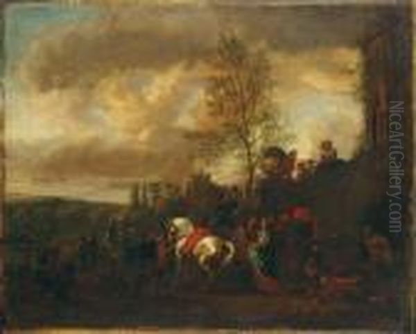 Vornehme Jagdgesellschaft Auf Der Rast. - view 1
