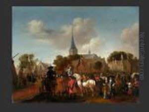 Pferdemarkt Von Valkenburg by Pieter Wouwermans or Wouwerman
