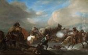 Combattimento Di Cavalleria by Pieter Wouwermans or Wouwerman