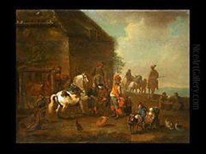 Beim Hufschmied by Pieter Wouwermans or Wouwerman