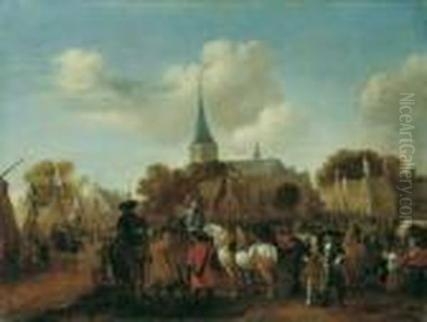Marktplatz Mit Soldaten Und Reitern. - view 1