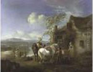 Voyageurs Faisant Halte Apres Le Passage Du Gue Voyageurs Faisant Halte Apres Le Passage Du Gue
