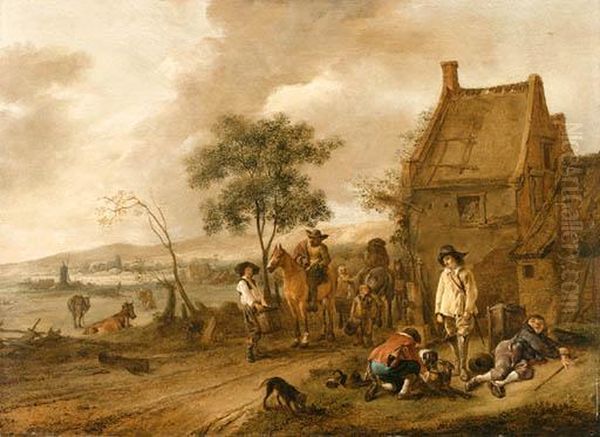 Travellers Resting Outside An Inn - view 1