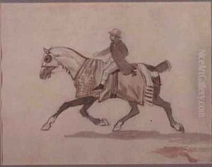 Little groom on a trotting horse