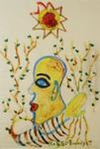 Figure With Sun And Trees Figure With Sun And Trees