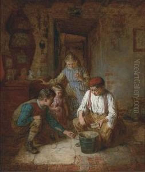 Children In A Cottage Interior - view 1