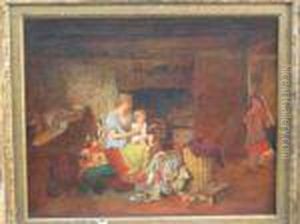 Cottageinterior, Mother With Her Children Cottageinterior, Mother With Her Children