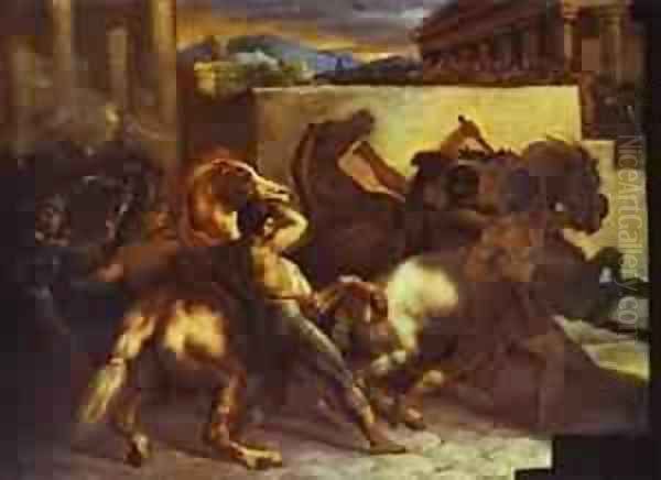 Race Of Wild Horses In Rome 1817 - view 1