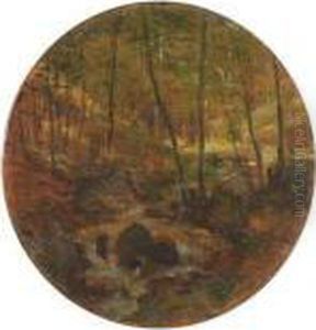 Sonnendurchfluteter Wald Mit Bachlauf by Fritz Wucherer