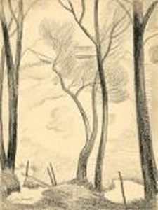 Ostpreussenlandschaft (brucke). Um 1923 by Gustav Wunderwald