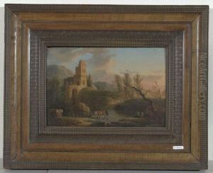 Romantische Hugellandschaft Mit Burgruine.