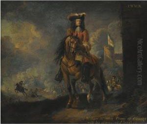 Equestrian Portrait Of William Iii When Prince Of Orange, Askirmish Beyond