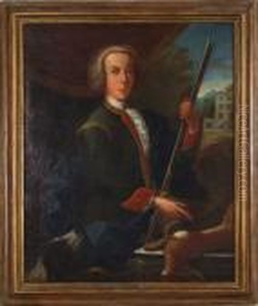 Portrait Of Gentleman Holding Gun - view 1