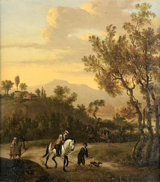 Travellers On A Country Path In A Summer Landscape - view 1