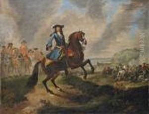 Equestrian Portrait Of King William Iii, A Battle And A Hilltoptown Beyond