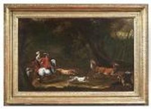 A Stag-hunt. Oil/canvas/canvas