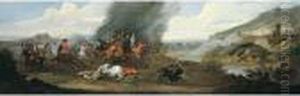 A Cavalry Battle Before A Walled Fortress by Jan Wyck