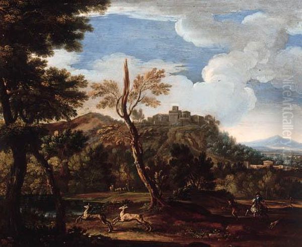 An Extensive Landscape With A Deer Hunt - view 1