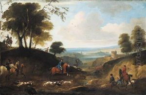 A Stag Hunt In An Extensive River Landscape