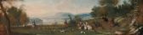 A Stag Hunt In A Coastal Landscape - view 1
