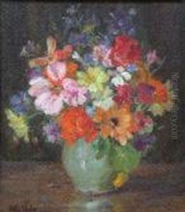 A Still Life, A Vase Of Mixed Flowers by Kate Wylie