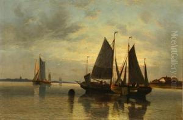 Fishing Boats In A Harbor At Sunset - view 1