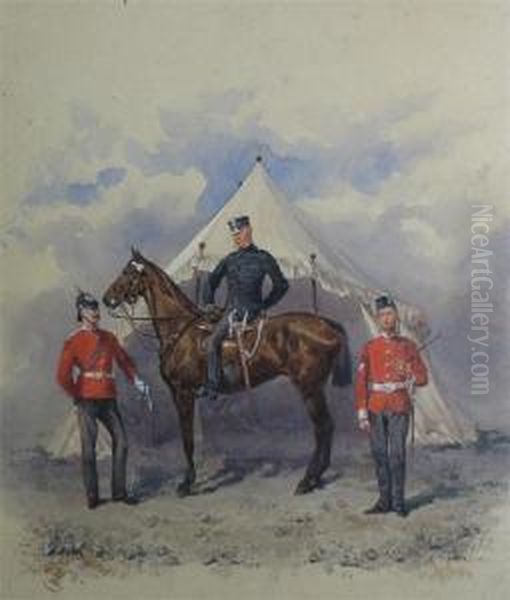 An Officer On Horseback With Soldiers - view 1