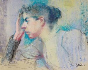 Studium Portretowe Mlodej Kobiety, 1893 R. by Stanislaw Wyspianski