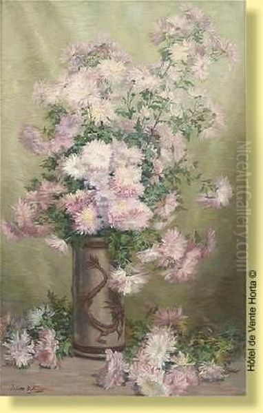 "chrysanthemes".
 Signee: Juliette Wytsman, Mention Manuscrite Au Dos, Numero 1 - view 1