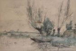 Rivierlandschap Met Knotwilgen by Rodolphe Paul Wytsman