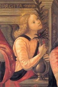 Madonna and Child Enthroned between Angels and Saints (detail) c. 1486 by Ghirlandaio Domenico