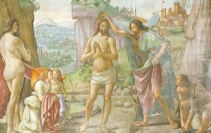 The Baptism of Christ (detail) 1485-90 by Ghirlandaio Domenico